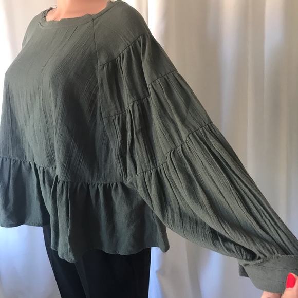 Free People tiered gauze trapeze blouse - Picture 2 of 8